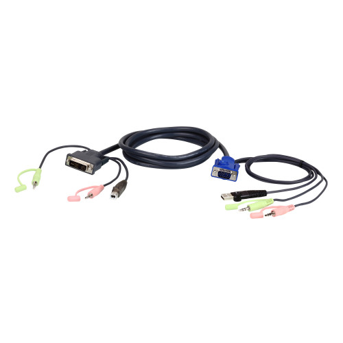 ATEN VGA USB to DVI 3m KVM cable Black, Blue, Green, Pink