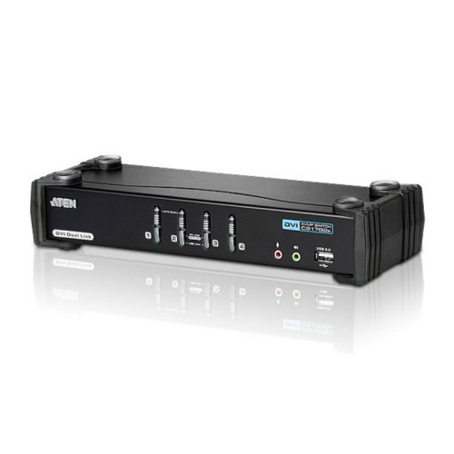 ATEN 4-Port USB DVI Dual Link KVM Switch with Audio & USB 2.0 Hub (KVM cables included)