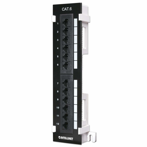 Patch Panel, Cat6, Wall-mount, UTP, 12 Port, Black