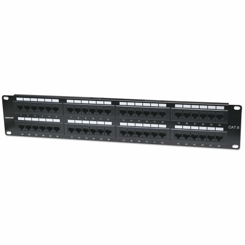 Patch Panel, Cat6, UTP, 48-Port, 2U, Black