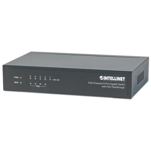 5-Port Gigabit Switch with PoE Passthrough, 4 x PSE PoE ports, 1 x PD PoE port, IEEE 802.3at/af Power-over-Ethernet (PoE+/PoE), IEEE 802.3az Energy Efficient Ethernet, Desktop (UK Power Cord)