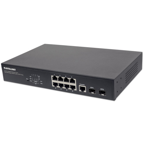 8-Port Gigabit Ethernet PoE+ Web-Managed Switch with 2 SFP Ports, IEEE 802.3at/af Power over Ethernet (PoE+/PoE) Compliant, 140 W, Endspan, Desktop, 19" Rackmount (UK power cord)