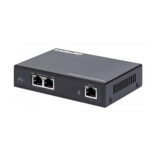 Intellinet 2-Port Gigabit Ultra PoE Extender, Adds up to 100 m (328 ft.) to PoE Range, PoE Power Budget 60 W, Two PSE Ports with 30 W Output Each, IEEE 802.3bt/at/af Compliant, Metal Housing