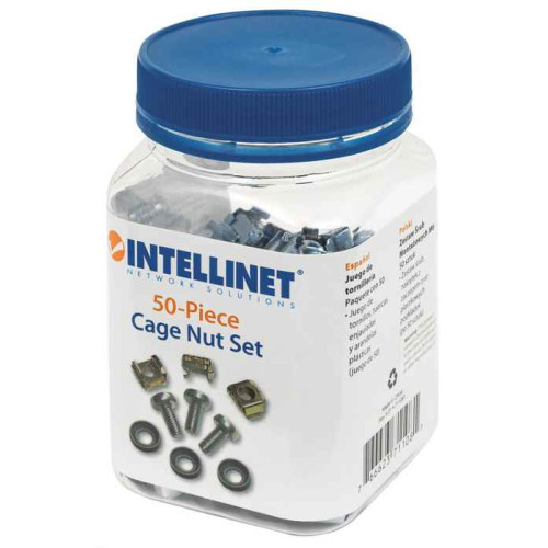 Cage Nut Set (50 Pack), M6 Nuts, Bolts and Washers, Suitable for Network Cabinets/Server Racks, Plastic Storage Jar, Lifetime Warranty