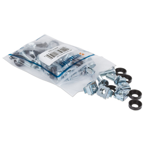 Cage Nut Set (20 Pack), M6 Nuts, Bolts and Washers, Suitable for Network Cabinets/Server Racks, Plastic Storage Jar, Lifetime Warranty