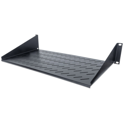 Intellinet 19" Cantilever Shelf, 2U, 2-Point Front Mount, 250mm Depth, Max 25kg, Black, Three Year Warranty