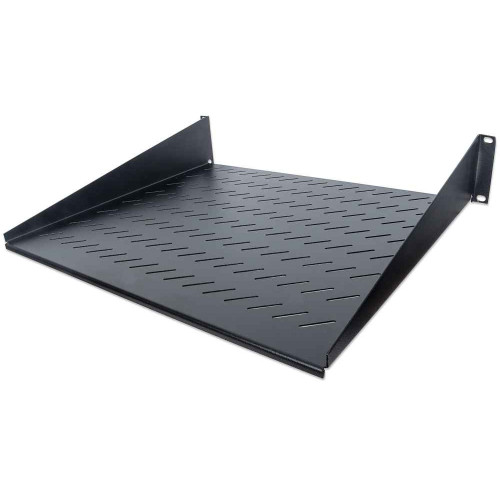 19" Cantilever Shelf, 2U, 2-Point Front Mount, 400mm Depth, Vented, Max 25kg, Black, Three Year Warranty