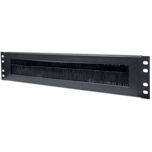 19" Cable Entry Panel, 2U, with Brush Insert, Black