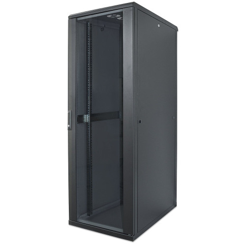 Intellinet Network Cabinet, Free Standing (Standard), 22U, Usable Depth 123 to 373mm/Width 503mm, Black, Flatpack, Max 1500kg, Server Rack, IP20 rated, 19", Steel, Multi-Point Door Lock, One 