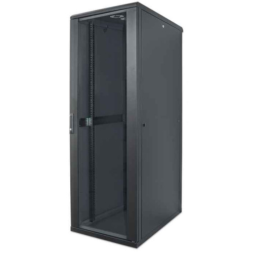 Network Cabinet, Free Standing (Standard), 22U, Usable Depth 123 to 573mm/Width 503mm, Black, Flatpack, Max 1500kg, Server Rack, IP20 rated, 19", Steel, Multi-Point Door Lock, One Lock Per Si