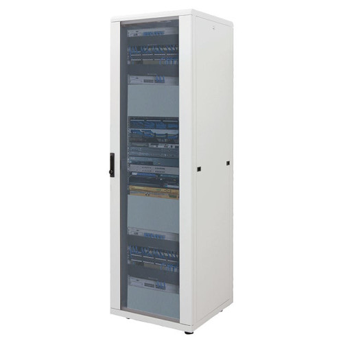 Network Cabinet, Free Standing (Standard), 42U, Usable Depth 123 to 573mm/Width 703mm, Grey, Assembled, Max 1500kg, Server Rack, IP20 rated, 19", Steel, Multi-Point Door Lock, One Lock Per Si