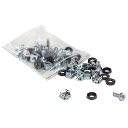 Cage Nut Set (100 Pack), M6 Nuts, Bolts and Washers, Suitable for Network Cabinets/Server Racks, Plastic Storage Jar, Lifetime Warranty