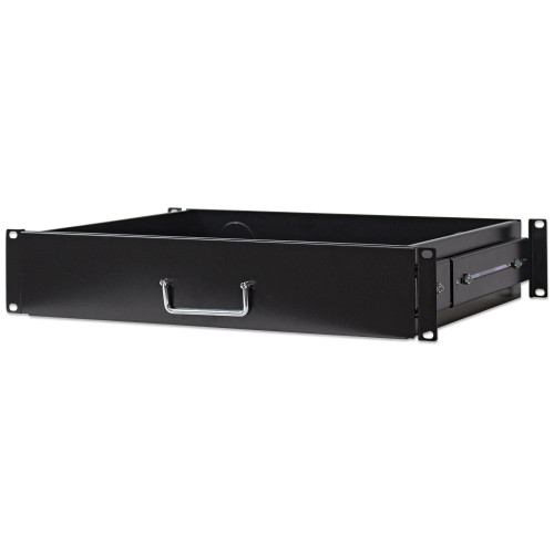 19" Drawer Shelf, 2U, Shelf Depth 350mm, Max 30kg, Black, Three Year Warranty