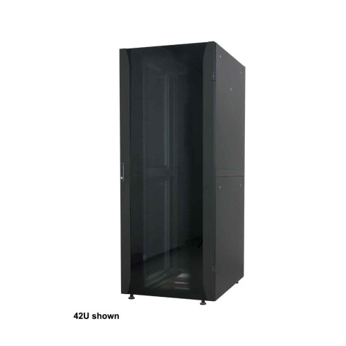 Network Cabinet, Free Standing (Premium), 22U, Usable Depth 129 to 629mm/Width 503mm, Black, Flatpack, Max 2000kg, Server Rack, IP20 rated, 19", Aluminium, Multi-Point Door Lock, Split Side P