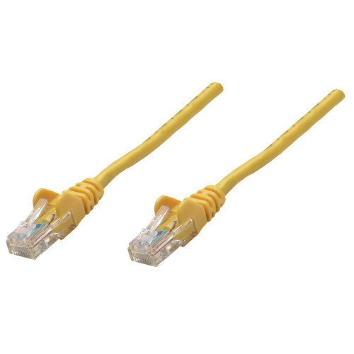 Intellinet Network Patch Cable, Cat6, 0.25m, Yellow, CCA, U/UTP, PVC, RJ45, Gold Plated Contacts, Snagless, Booted, Lifetime Warranty, Polybag