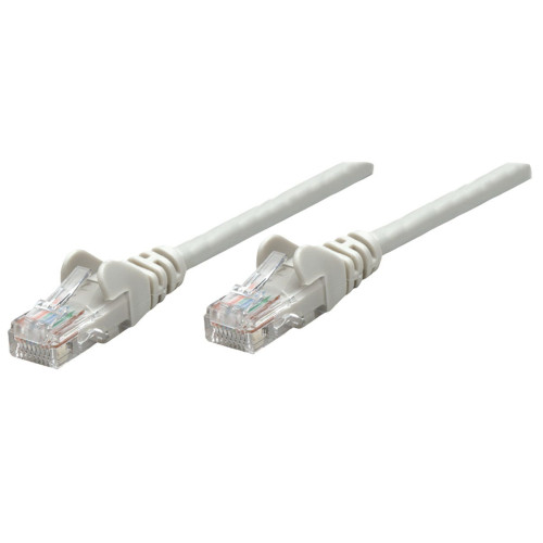 Intellinet Network Patch Cable, Cat5e, 0.25m, Grey, CCA, U/UTP, PVC, RJ45, Gold Plated Contacts, Snagless, Booted, Lifetime Warranty, Polybag