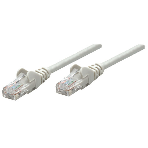 Intellinet Network Patch Cable, Cat6, 1m, Grey, Copper, U/UTP, PVC, RJ45, Gold Plated Contacts, Snagless, Booted, Lifetime Warranty, Polybag