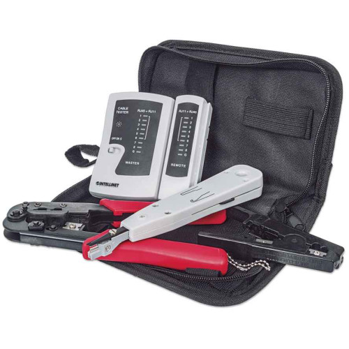 4-Piece Network Tool Kit, 4 Tool Network Kit Composed of LAN Tester, LSA punch down tool, Crimping Tool and Cut and Stripping tool