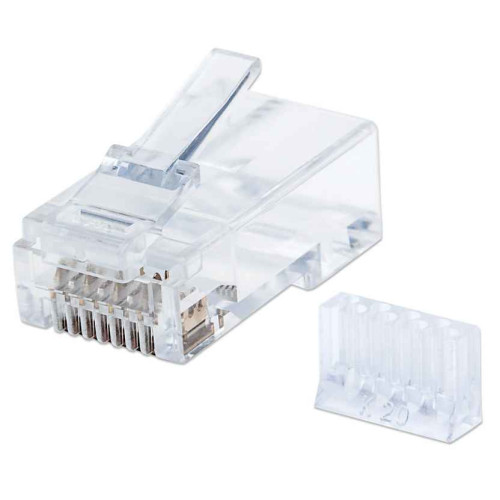 RJ45 Modular Plugs, Cat6, UTP, 3-prong, for solid wire, 15 Âµ gold plated contacts, 90 pack