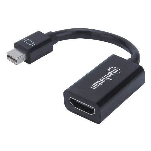 Mini DisplayPort 1.2 to HDMI Adapter Cable, 1080p@60Hz, 12cm, Male to Female, Black, Equivalent to MDP2HDMI, Three Year Warranty, Polybag