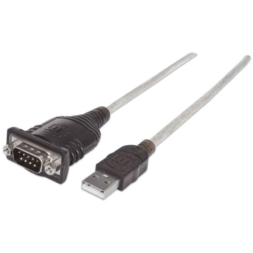 USB-A to Serial Converter cable, 1.8m, Male to Male, Serial/RS232/COM/DB9, Prolific PL-2303RA Chip, Black/Silver cable, Three Years Warranty, Polybag