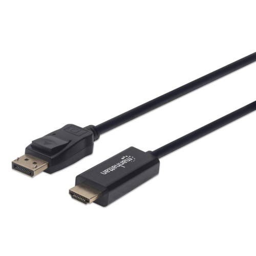 DisplayPort 1.1 to HDMI Cable, 1080p@60Hz, 1m, Male to Male, DP With Latch, Black, Not Bi-Directional, Three Year Warranty, Polybag