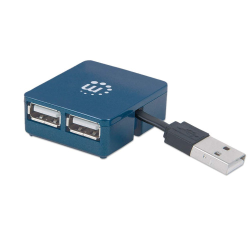 USB-A 4-Port Micro Hub, 4x USB-A Ports, Blue, 480 Mbps (USB 2.0), Bus Power, Equivalent to ST4200MINI2, Hi-Speed USB, Three Year Warranty, Blister