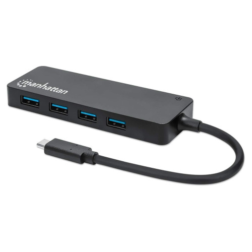 USB-C Dock/Hub, Ports (4): USB-A (x4), 5 Gbps (USB 3.2 Gen1 aka USB 3.0), External Power Supply Not Needed, Equivalent to HB30CM4AB, SuperSpeed USB, Black, Three Year Warranty, Retail Box