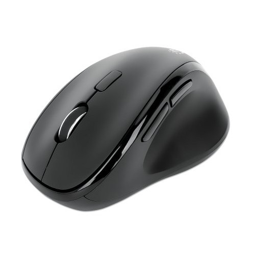 Ergonomic Wireless Mouse, Right Handed, Adjustable 800/1200/1600dpi, 2.4Ghz (up to 10m), Six Button with Scroll Wheel, Combo USB=A and USB-C receiver, Black, AA battery (included), Three Year