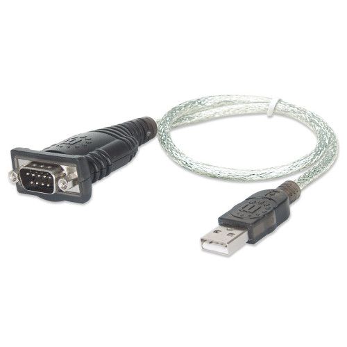 USB-A to Serial Converter cable, 45cm, Male to Male, Serial/RS232/COM/DB9, Prolific PL-2303RA Chip, Equivalent to ICUSB232V2, Black/Silver cable, Three Year Warranty, Blister