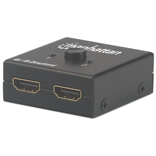 HDMI Switch 2-Port, 4K@30Hz, Bi-Directional, Black, Displays output from x1 HDMI source to x2 HD displays (same output to both displays) or Connects x2 HDMI sources to x1 display, Manual Sele