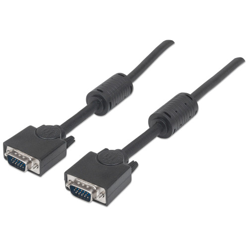 VGA Monitor Cable (with Ferrite Cores), 3m, Black, Male to Male, HD15, Cable of higher SVGA Specification (fully compatible), Shielding with Ferrite Cores helps minimise EMI interference for 