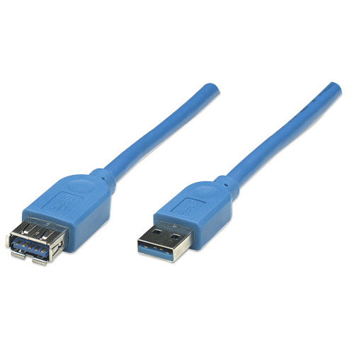 USB-A to USB-A Extension Cable, 3m, Male to Female, 5 Gbps (USB 3.2 Gen1 aka USB 3.0), SuperSpeed USB, Blue, Lifetime Warranty, Polybag