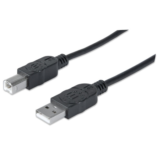 USB-A to USB-B Cable, 3m, Male to Male, 480 Mbps (USB 2.0), Equivalent to USB2HAB3M, Hi-Speed USB, Black, Lifetime Warranty, Polybag