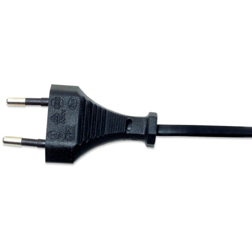 Power Cord/Cable, Euro 2-pin (CEE 7/16) plug to C7 Female (figure of eight), 1.8m, 2.3A, Black, Lifetime Warranty, Polybag