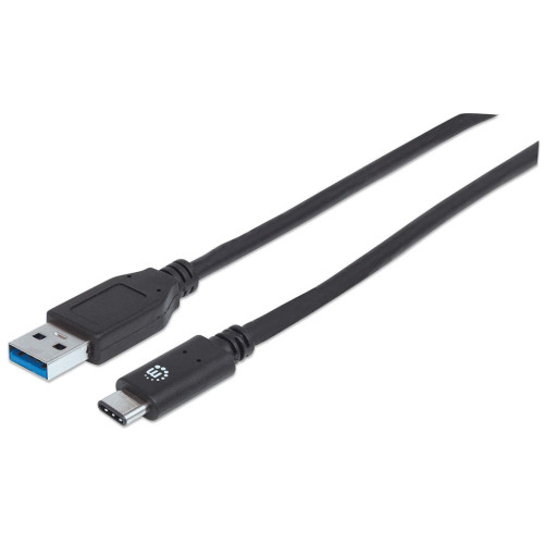 USB-C to USB-A Cable, 1m, Male to Male, 10 Gbps (USB 3.2 Gen2 aka USB 3.1), 3A (fast charging), Equivalent to USB31AC1M, SuperSpeed+ USB, Black, Lifetime Warranty, Polybag