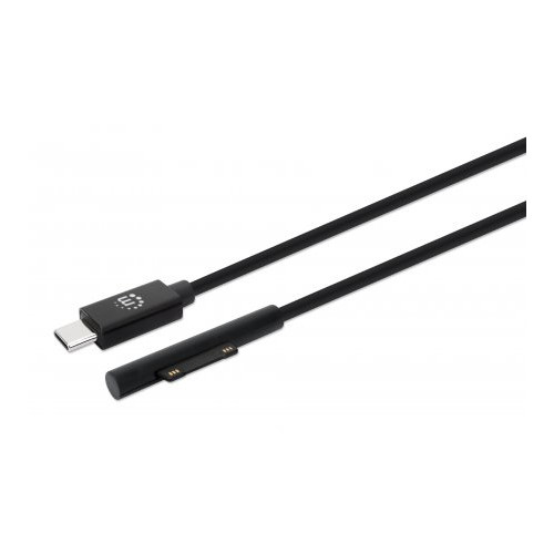 USB-C to Surface Connect Cable, 1.8m, Male to Male. 15V/3A, Black, Lifetime Warranty, Polybag