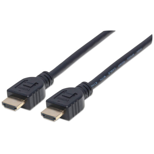 Manhattan HDMI Cable with Ethernet (CL3 rated, suitable for In-Wall use), 4K@60Hz (Premium High Speed), 1m, Male to Male, Black, Ultra HD 4k x 2k, In-Wall rated, Fully Shielded, Gold Plated C