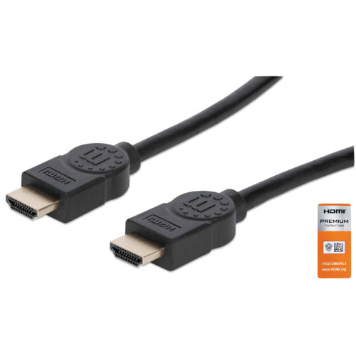 HDMI Cable with Ethernet, 4K@60Hz (Premium High Speed), 1m, Male to Male, Black, Equivalent to HDMM1MP, Ultra HD 4k x 2k, Fully Shielded, Gold Plated Contacts, Lifetime Warranty, Polybag