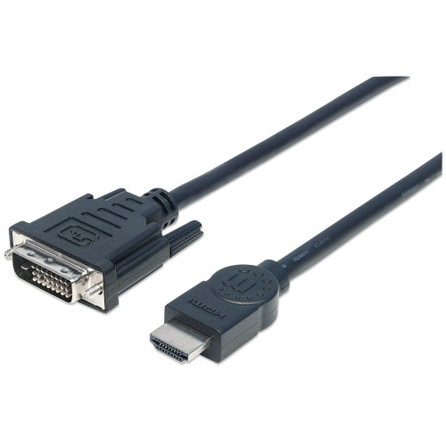 HDMI to DVI-D 24+1 Cable, 3m, Male to Male, Black, Equivalent to HDDVIMM3M, Dual Link, Compatible with DVD-D, Lifetime Warranty, Polybag