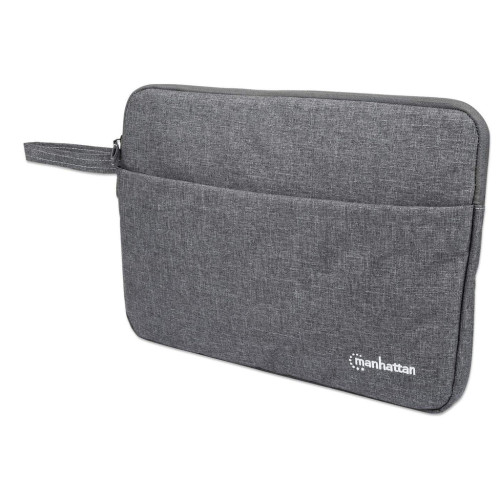 Manhattan Seattle Laptop Sleeve 14.5", Grey, Padded, Extra Soft Internal Cushioning, Main Compartment with double zips, Zippered Front Pocket, Carry Loop, Water Resistant and Durable, Noteboo