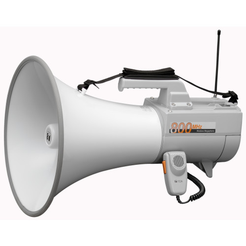 ER-2930W Shoulder Megaphone, 30W, Grey, with Whistle & Wireless Mic, Range 800m/1000m