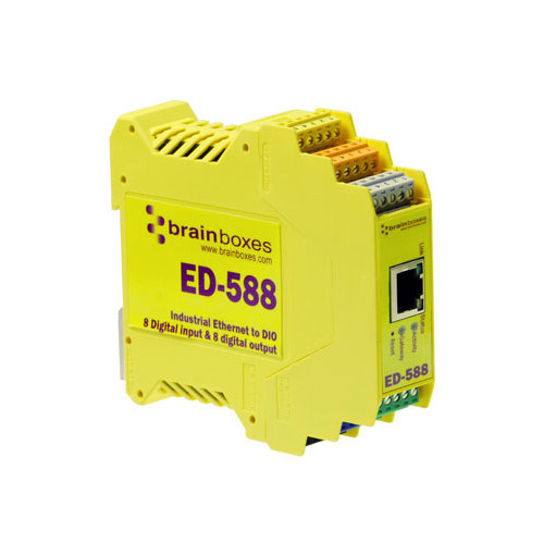 Brainboxes Ethernet to Digital electrical relay Yellow