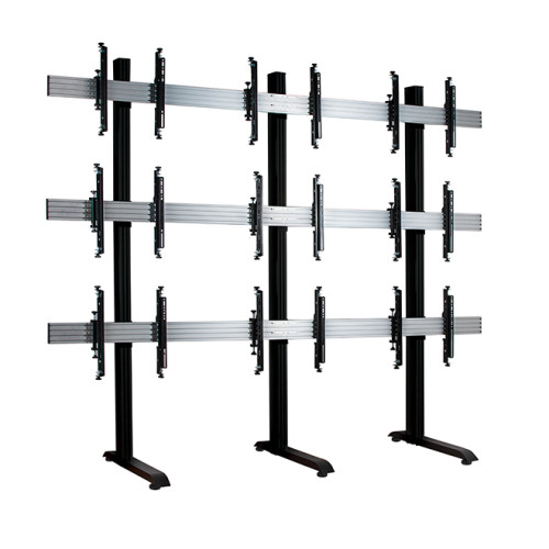 B-Tech SYSTEM X - 3 x 3 Universal Freestanding Videowall Mounting System with Micro-Adjustment for 55-60" screens