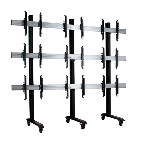 SYSTEM X - 3 x 3 Universal Mobile Videowall Mounting System with Micro-Adjustment for 46-55" screens