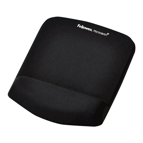 Fellowes Mouse Mat Wrist Support - PlushTouch Mouse Pad with Non Slip Rubber Base & Antibacterial Protection - Ergonomic Mouse Mat for Computer, Laptop, Home Office Use - Black