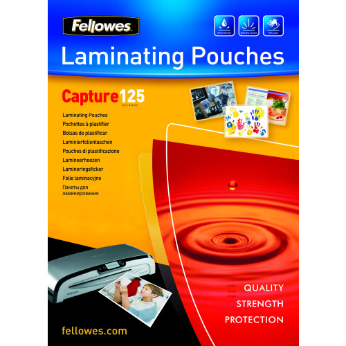 Fellowes Glossy 125 Micron Card Laminating Pouch - 75x105mm