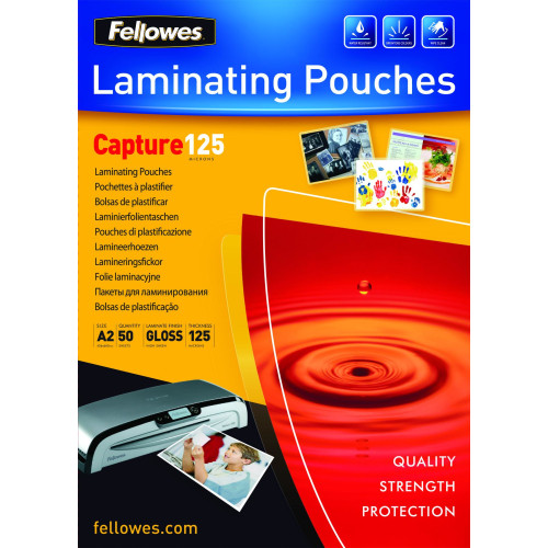 Fellowes A2 Glossy 125 Micron Laminating Pouch - 50 pack