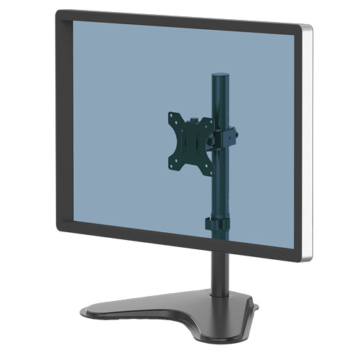 Fellowes Single Monitor Arm - Seasa Freestanding Monitor Mount for 8KG 32 inch Screens - Ergonomic Adjustable Monitor Arm - Tilt 45Â° Pan 120Â° Rotation 360Â°, VESA 75 x 75/100 x 100 - Black