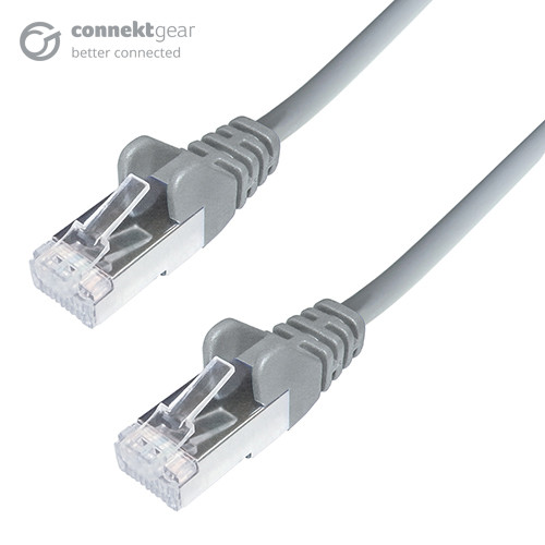 connektgear 1m RJ45 CAT6A SSTP Stranded Flush Moulded LS0H Network Cable - 26AWG - Grey